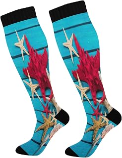 874 Sport Socks Starfish Shell Sea Life Running Socks Breathable Walking Socks Funny Calf Socks For Running Hiking Travel 40cm