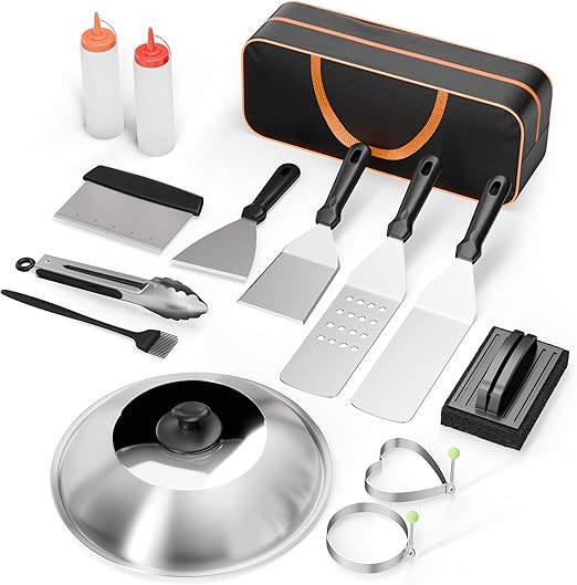 Griddle Accessories Kit, Flat Top Grill Accessories Set for Blackstone and Camp Chef, Grill Spatula Set