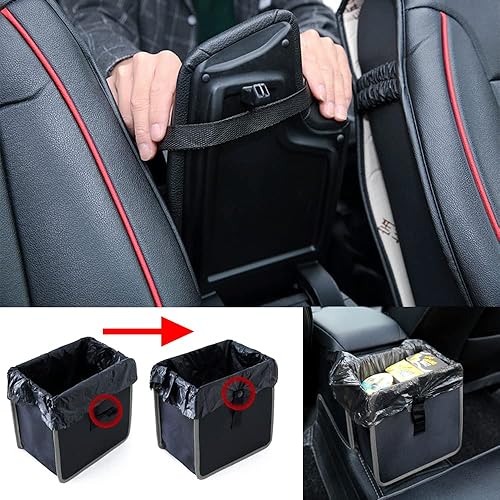 Miniatura 5 de ASUBHA Bote de basura plegable para automóvil, bolsa de basura colgante para automóvil, organizador de bolsas de basura impermeable, accesorios