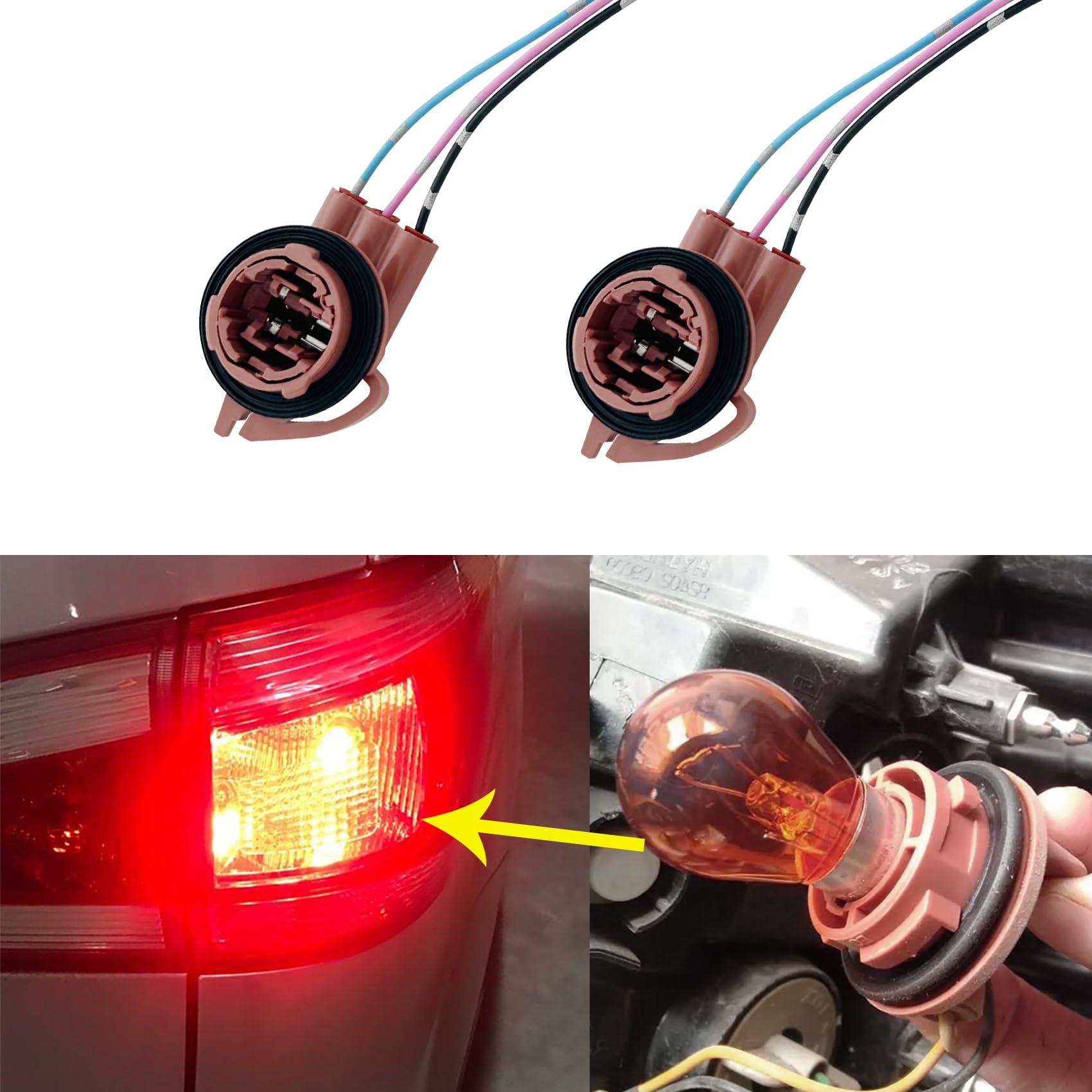 TOMALL 3156 3157 T25 Bulb Socket Adapters - Pack Of 2 For Car Brake & Tail Lights