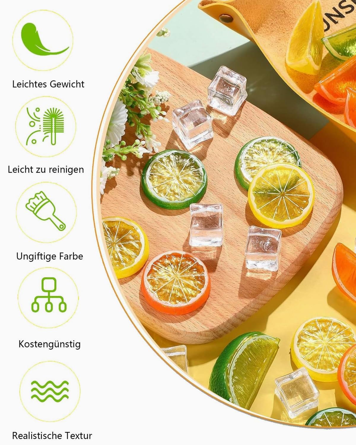 La Rebanada Falsa del Limón Rodajas de Limón de Plástico Artificiales Simulación Limón Artificial Realista