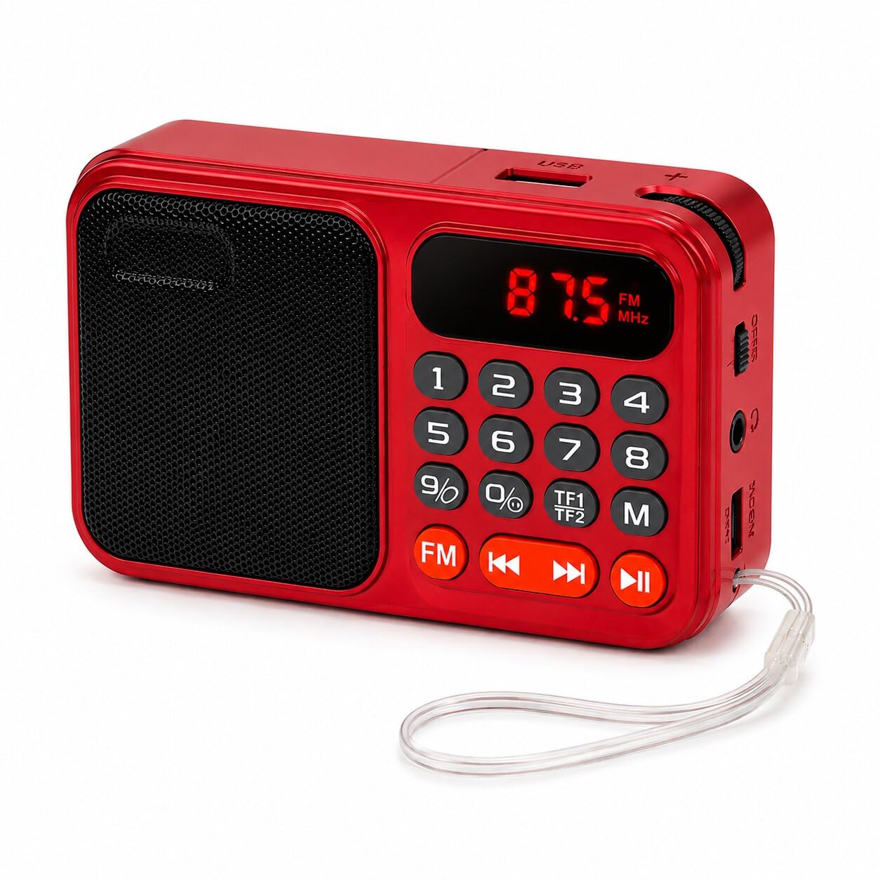 FM M7 Radio Speaker with Bluetooth, 6W, 12-Hour Playtime, USB Charging, Number Pad, AUX, Dual SD Card and USB Input, Volume scroller and Type-C Charging-image-11