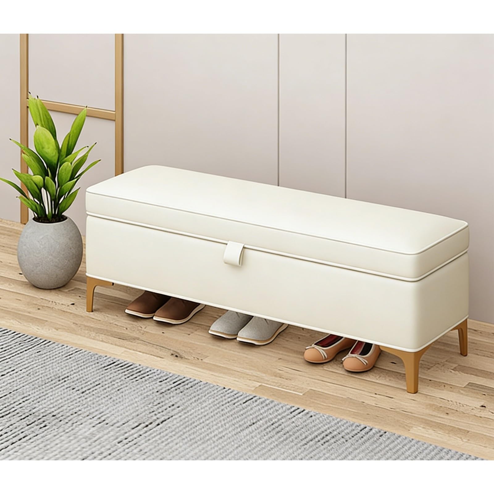 Banc ottoman de rangement chic pour sublimer votre entrée et ranger vos chaussures