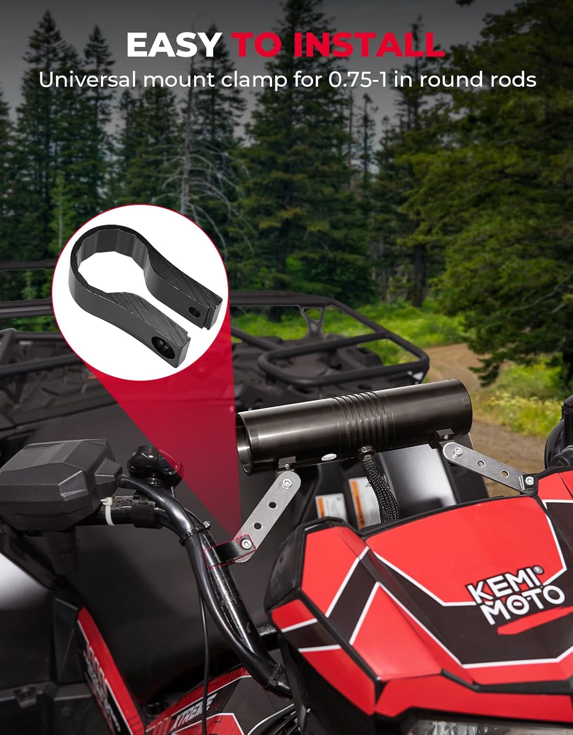 KEMIMOTO Motorcycle Speaker, ATV Motorcycle Stereo Speaker, Waterproof Motorcycle Radio Sound Bar 0.7-1 in, 60 Watts Max Built-in Amplifier, AUX in, USB, Bluetooth-Compatible, FM Radio, Black