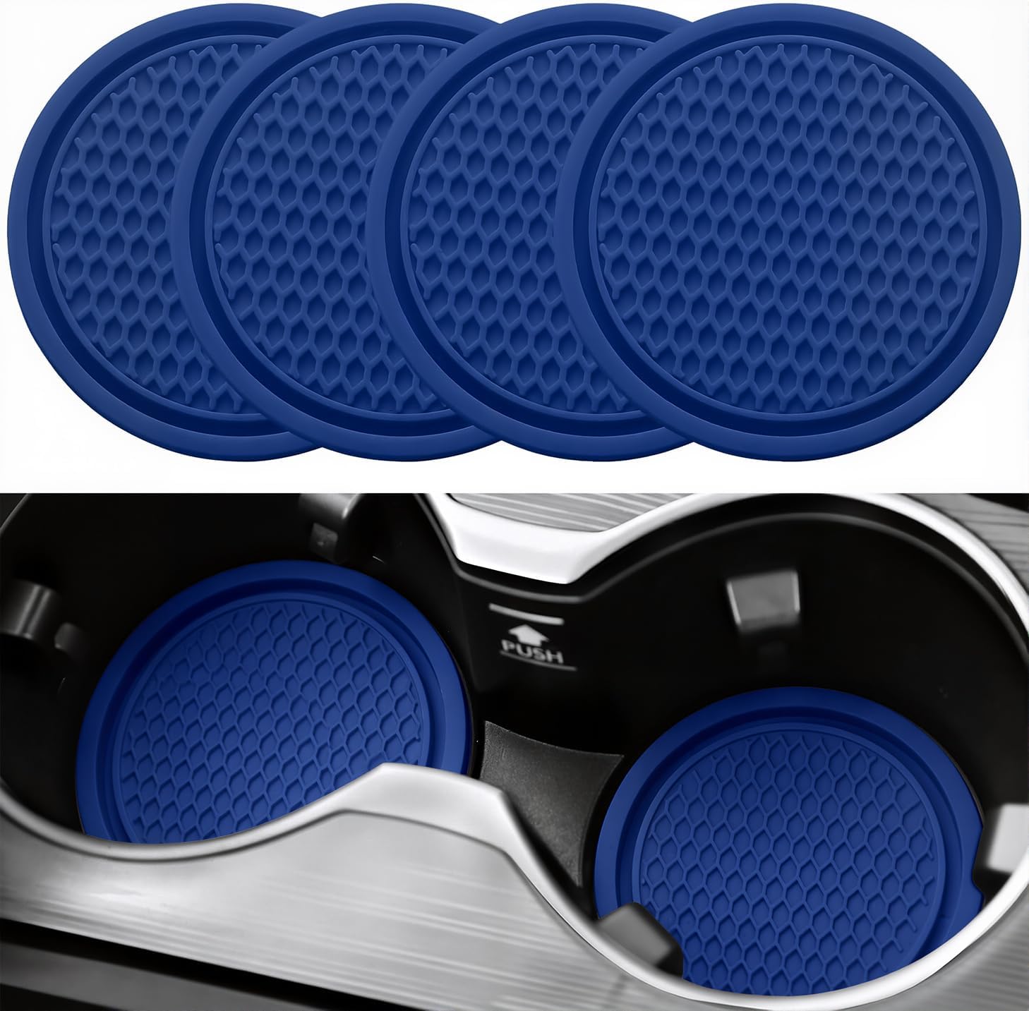 SINGARO Car Cup Coaster, 4PCS Universal Non-Slip Cup Holders Embedded in Ornaments Coaster, Car Interior Accessories, Grey Blue