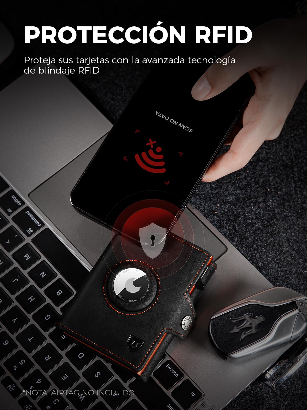 LORZOR Cartera Airtag Hombre, Cartera Hombre Pequeñas con Monedero, Billeteras con Bloqueo RFID, Tarjeter Piel Pop-up, 10 Tarjetas