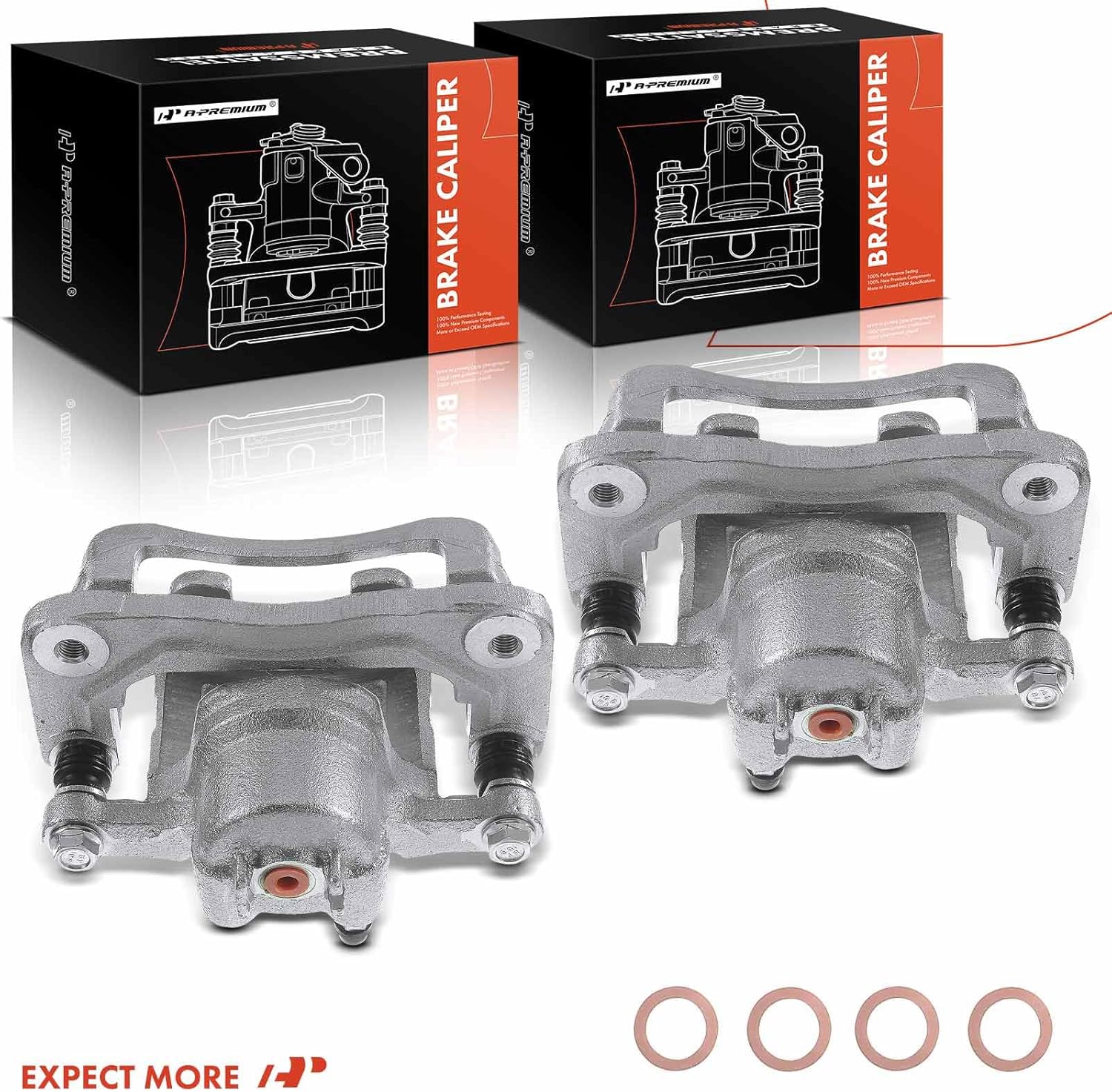 A-Premium Disc Brake Caliper Assembly with Bracket Compatible with Select Kia Models - Sorento 2003 2004 2005 2006, V6 3.5L - Rear Driver and Passenger Side, 2-PC Set