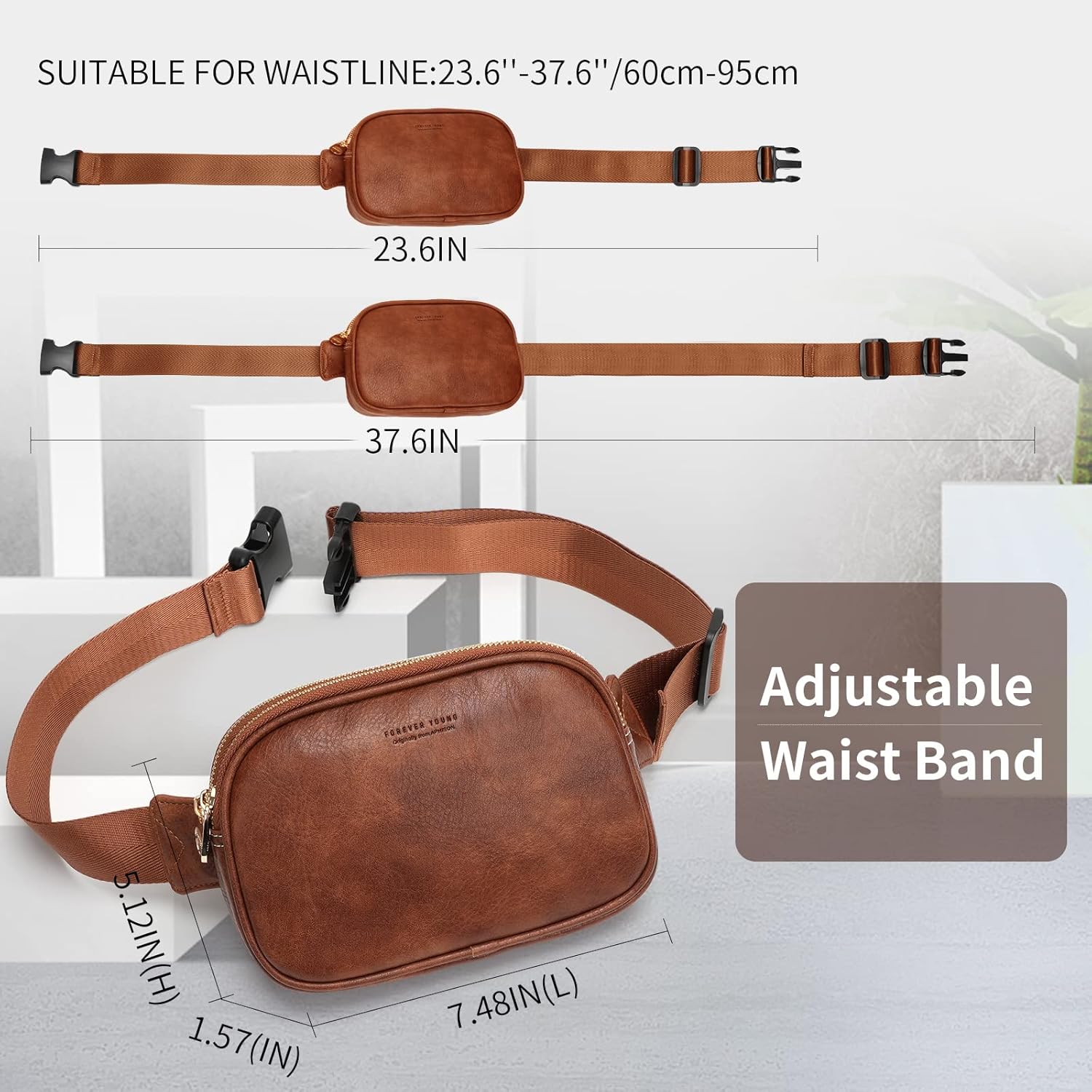 APHISON Fanny Packs for Women Belt Bag Crossbody Bags for Women Mini Everywhere Fashion Waist Bag Vegan Leather Purse with Adjustable Strap - Image 2