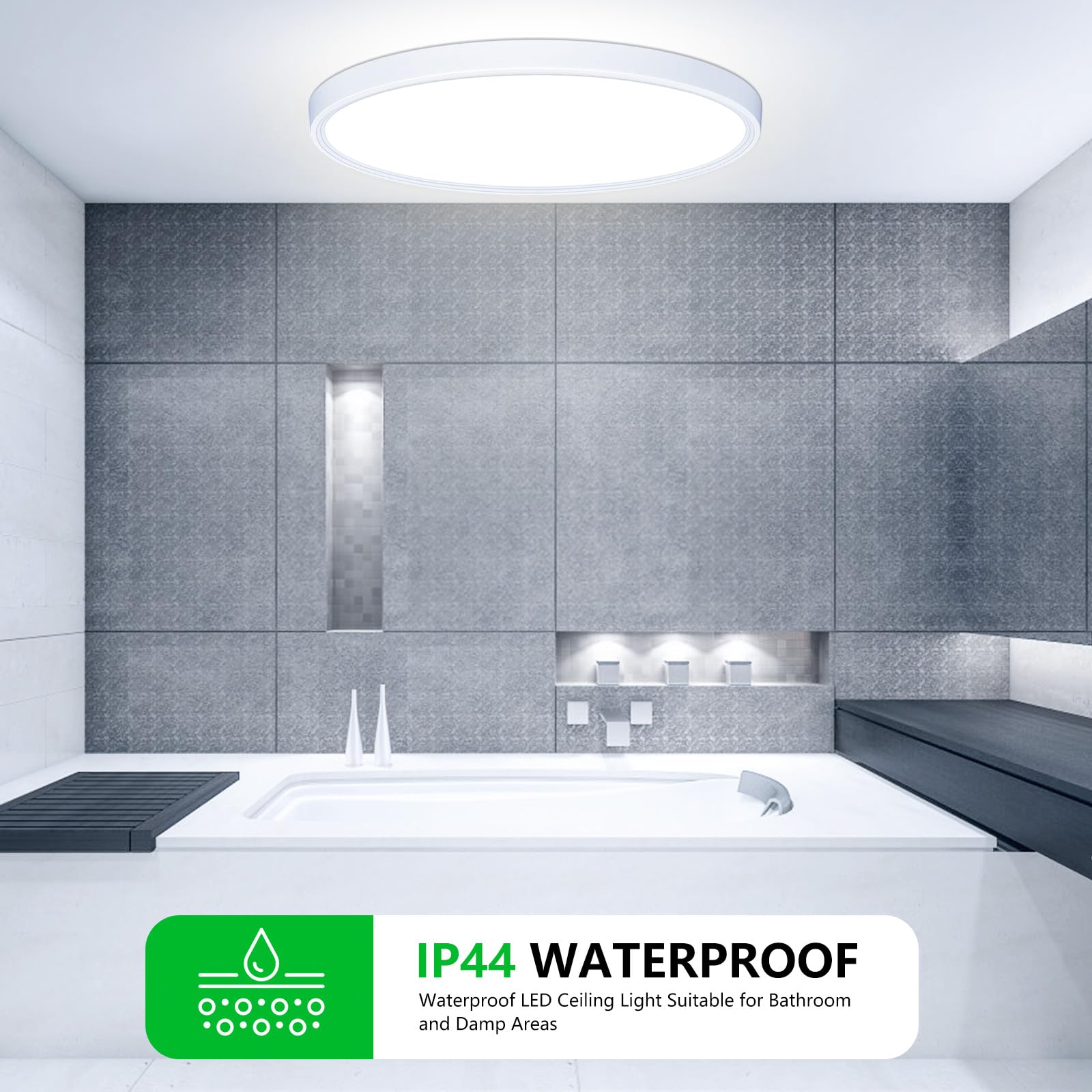 OUILA Ø22CM Plafoniera LED Soffitto, 6500K 18W Moderno Lampada da Soffitto 1800LM Plafoniera Rotonda IP44 Plafoniere da Ufficio per Camera da Letto, Cucina, Balcone, Soggiorno, Corridoio(2 Pezzi)