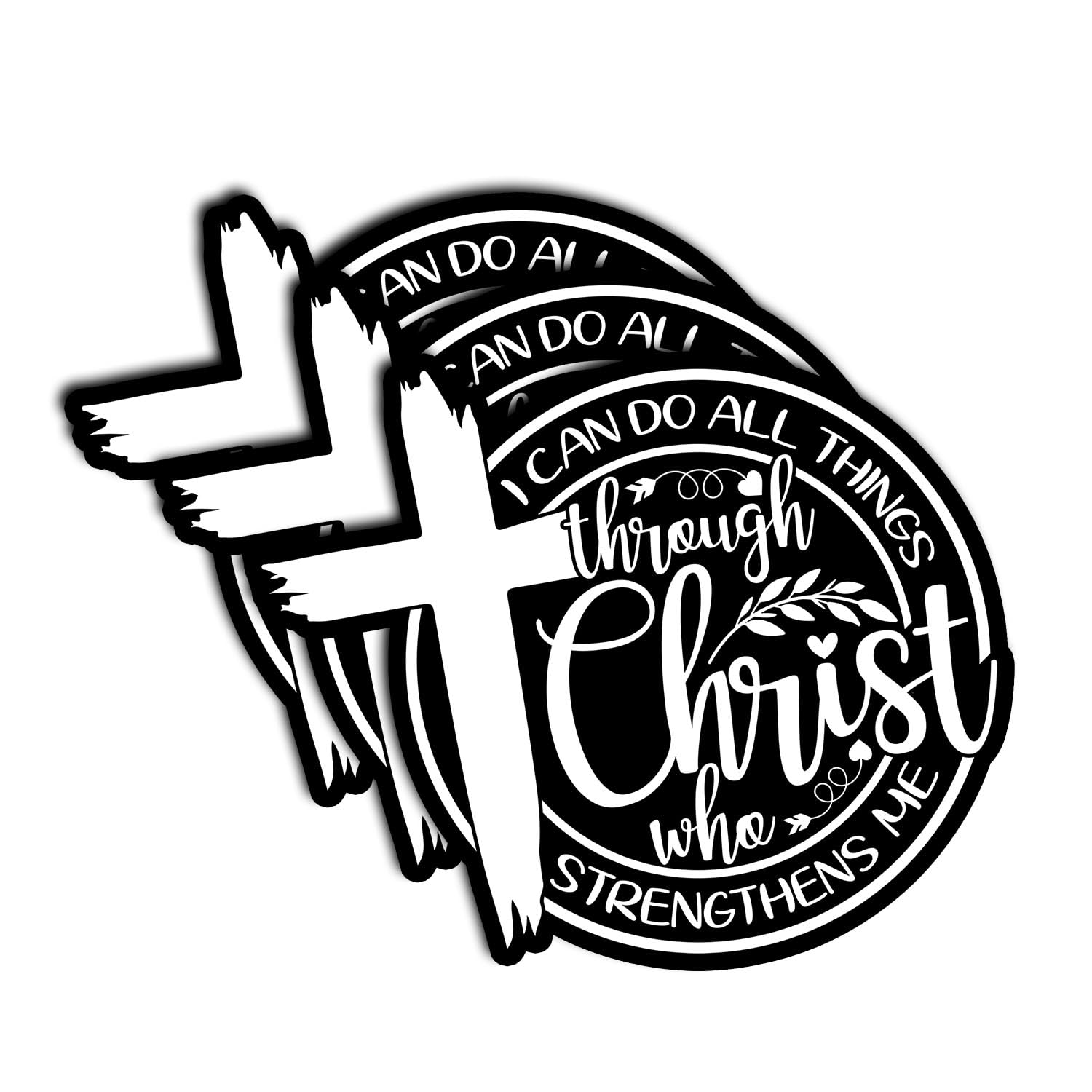 Photo 1 of (3Pcs) Can Do All Things Through Christ Who Strengthens Me - Inspirational Christian Sticker, Motivational Gifts for Believers, Faith-Based Decor for Laptops, Water Bottles & More 3"x2.3" (White)
