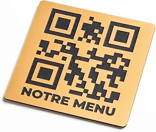 Plaque QR Code Personnalisée – Gravure Laser Haute Définition – 5 Couleurs – Adhésif 3M Puissant – Idéal Restaurant, Hôtel, Menu Digital & Avis Google – Intérieur-Extérieur (Bronze, 5 x 5 cm)