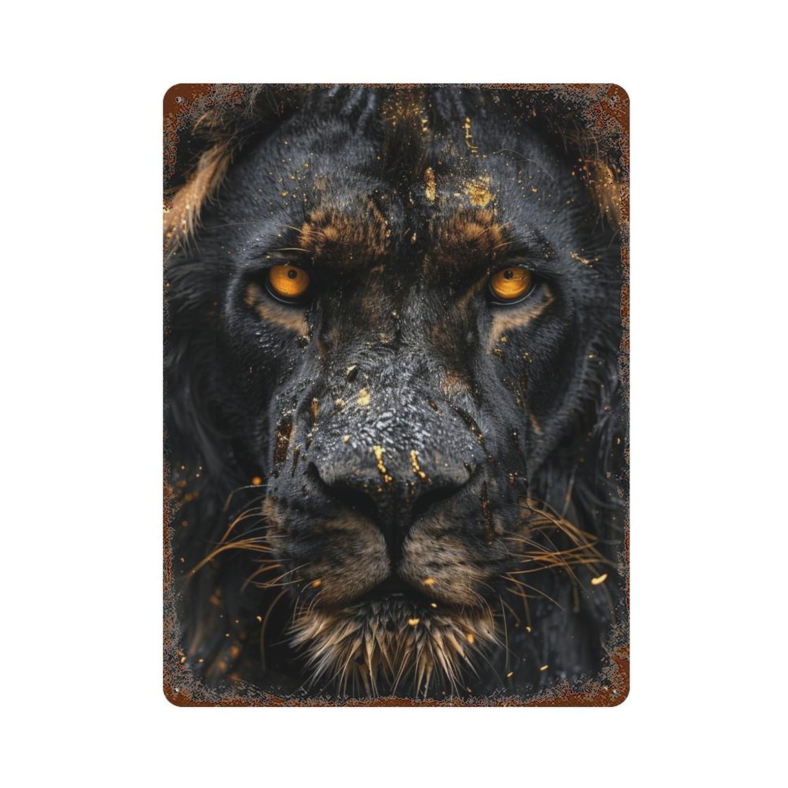 Black Lion King Photo Aged Metal Wall Plaque 15.7"x11.8", for Office, Studio And Wall Decor, Novelty Wall Decor