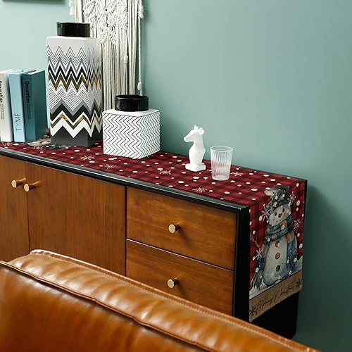 Miniatura 6 de Christmas, Cotton Linen Long Table Runner 13 x 108 inch Non-slip Rectangular Kitchen Coffee Dining Table Decor for Wedding Party Holiday Dinner