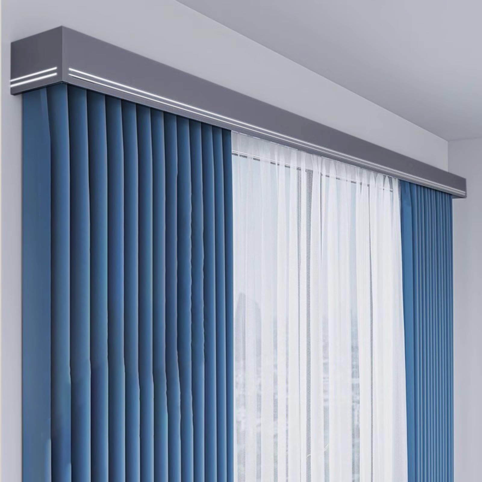Tringle à rideaux occultante double grise 2,5 m pour salon