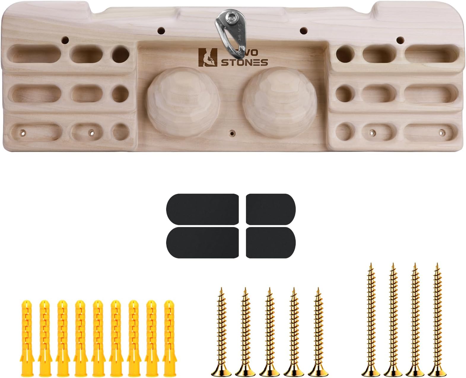 Two Stones Rock Climbing Hangboard Doorway Mount | Hangboard Rock Climbing Fingerboard | Hang Board for Climbing | Rock Climbing Holds | Rock Climbing Gifts for Rock Climbers | Bouldering Gifts