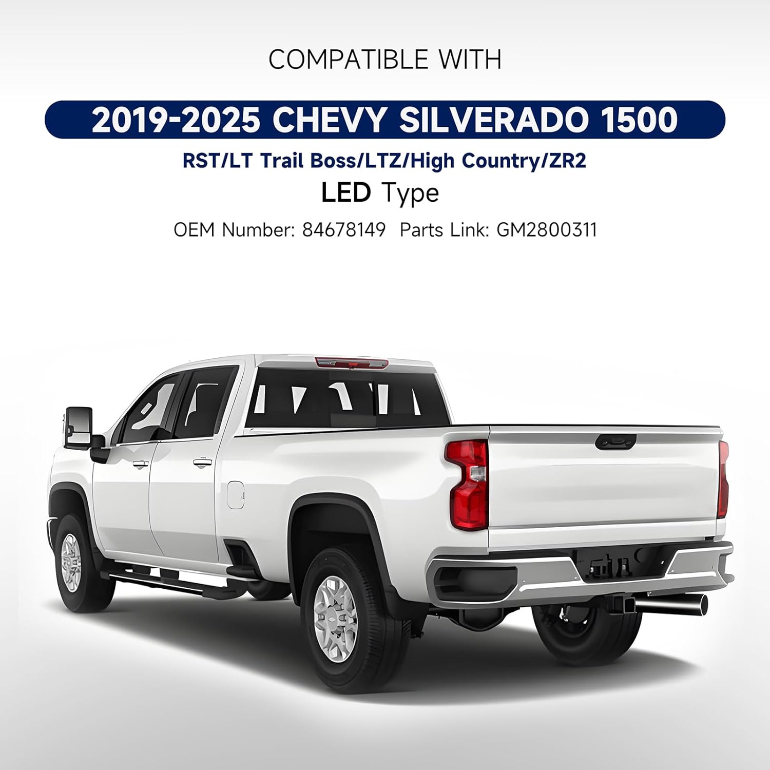 LED Tail Lights Assembly Compatible with 2019-2025 Chevy Silverado 1500/2500HD/3500HD RST/LT Trail Boss/LTZ/High Country /ZR2 Taillights with Harness, Left Driver Side Replace:84678149 GM2800311 Red LED Type-Left Driver Side