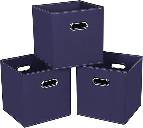 Vista 15 de Contenedores de Almacenamiento de Tela, Organizadores de Cubos de Tela con Asas Dobles, Cestas de Almacenamiento de Cubos Plegables para el Hogar