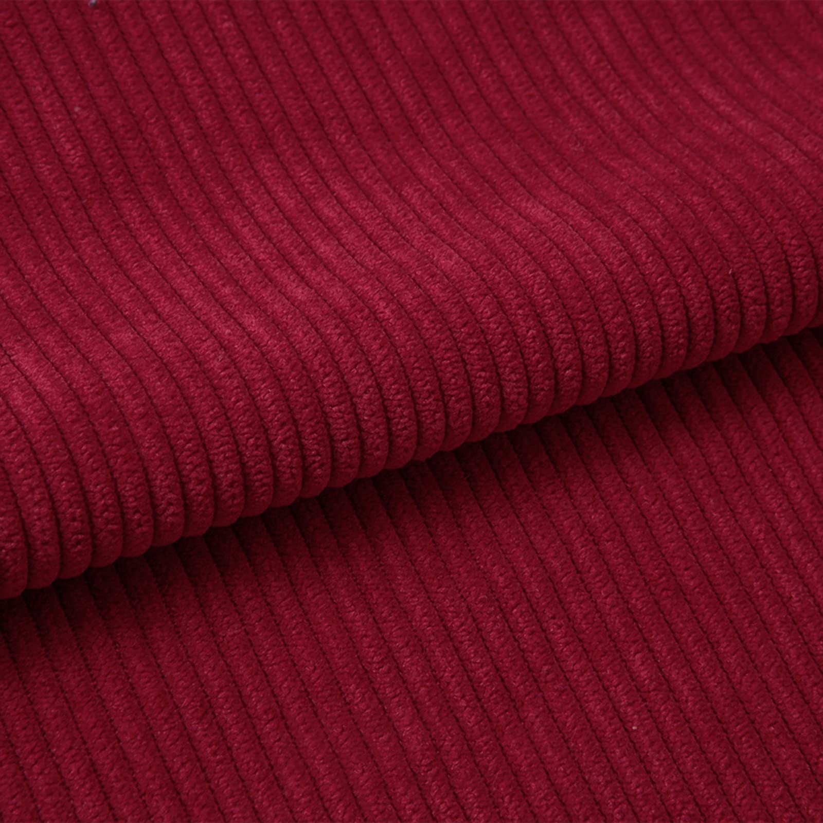 155cm Wide DIY Corduroy Material Fabric, Upholstery Sewing Craft Material Fabric, 22 Solid Colors, Polyester Washable, for Coat Shirt Dress Pants Costume Sofa Throw Pillow Covers ( Color : 02 Red , Si