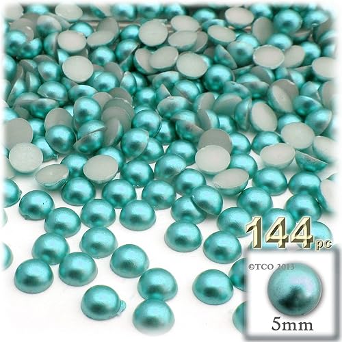 Miniatura 7 de 144 cuentas de media cúpula con acabado perlado, redondas, 0.197 in, tono negro