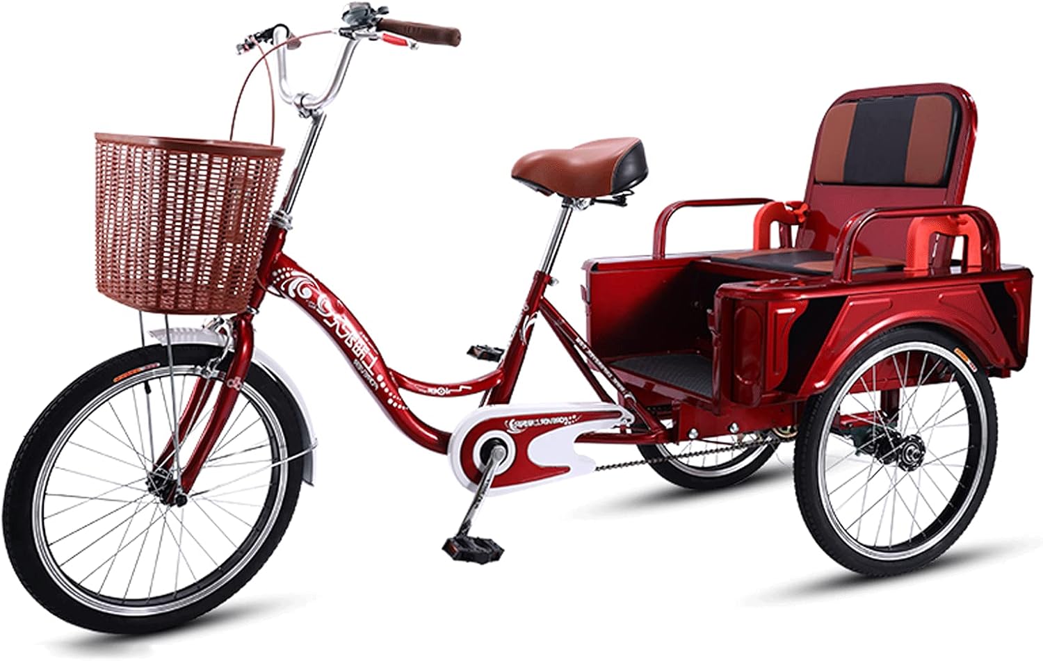 Trikes 3-Wheel Bicycle Cargo Basket Adult Tricycle Bike High-Carbon Steel Trike Bike Bicycle for Shopping with Installation Tools Three-Wheeled Bicycle for Men & Women Picnic