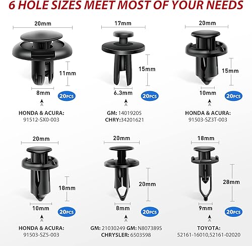 Miniatura 5 de Nilight 200 piezas de herramientas de extracción de recortes juego de clips de retención de parachoques de pasador automático removedor de