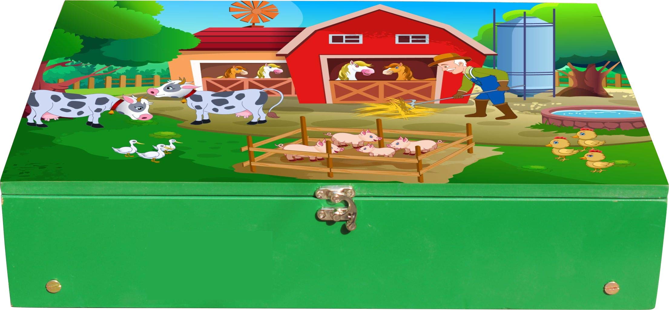 EW Wooden Foldable Study Table with Storage for Kids Adults | Storage available for Small Accessories like- Leg Pen, Pencil, Marker, Eraser, Sharpener| Bed Table | Study Table | Durable & Sturdy Design | Pen Stand Holder and Book Storage Space, Art & Craft, Games, Drawing | Laptop Table | Breakfast | Multi Purpose Desk | Easily Portable and Handy to use | Size LxBxH is 18 x 12 x 10 Inches (Green Color, Fram House Theme)