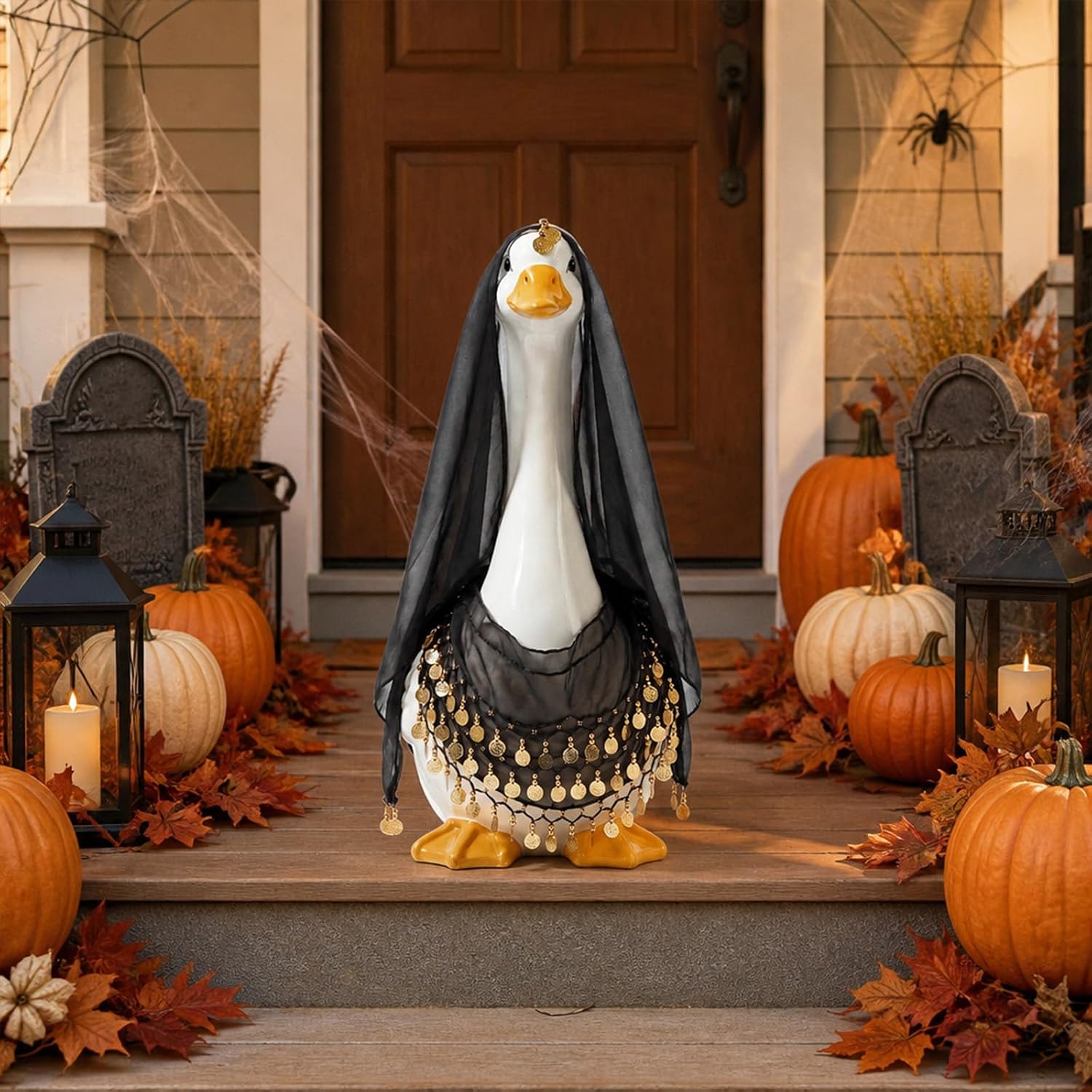 2 Pack Halloween Porch Goose Outfits with Belly Dance Scarf
