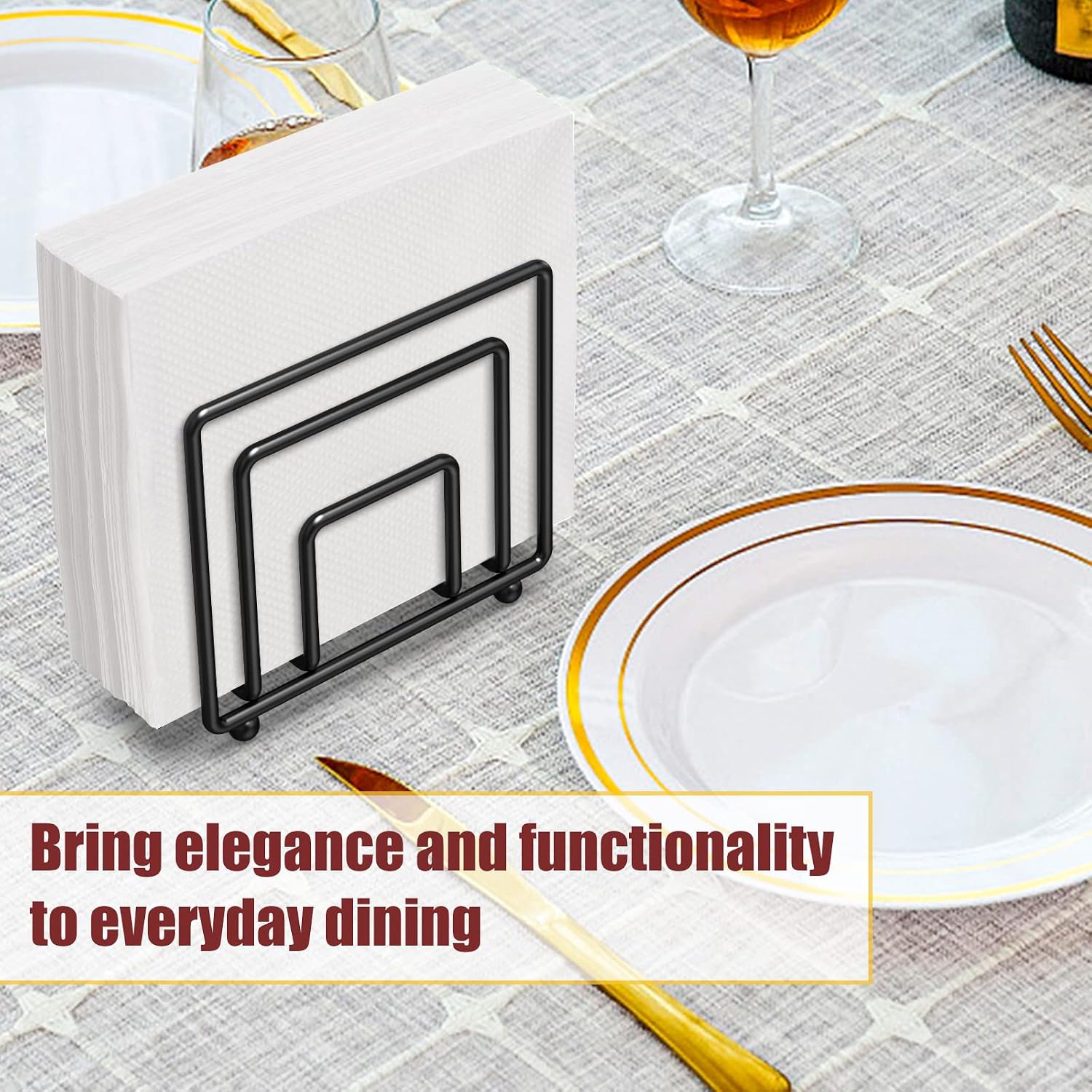 Housolution Napkin Holder, Simple Design Metal Napkin Holders Upright Decorative Napkins Holder for Home Kitchen Table, Black