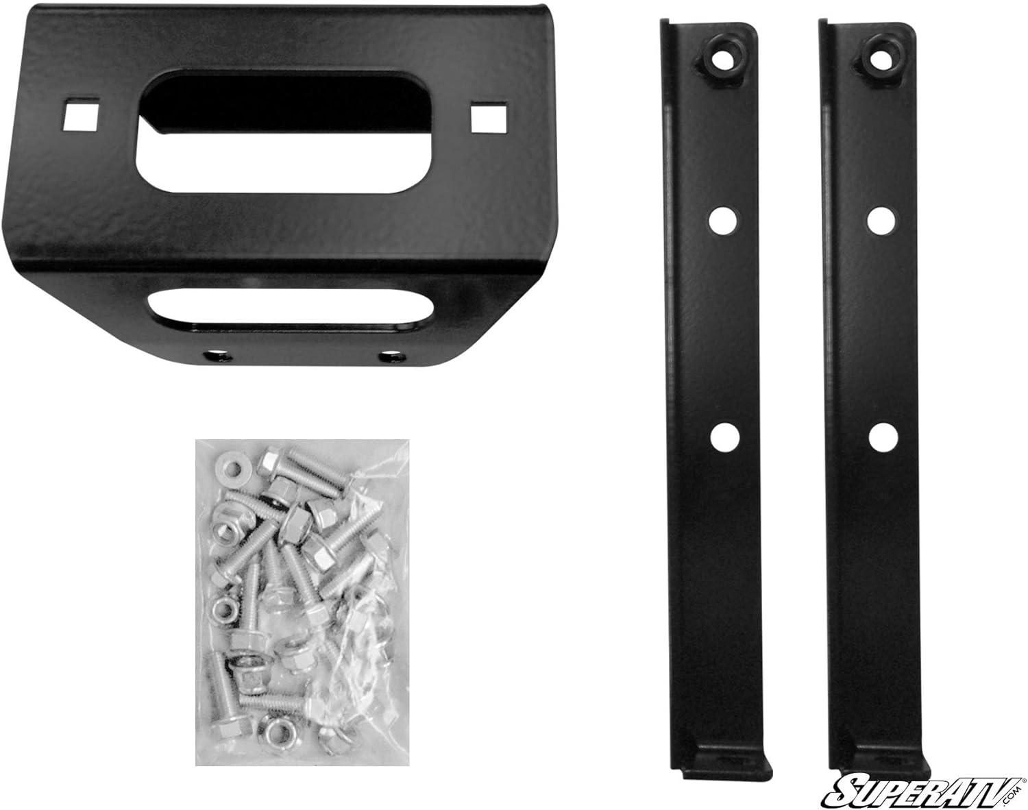 SuperATV 4500 lb Black Ops Winch with Heavy Duty Winch Mounting Plate for Polaris RZR 800 / RZR 800 S/RZR 800-4 | Complete Winch Kit Combo ready for install