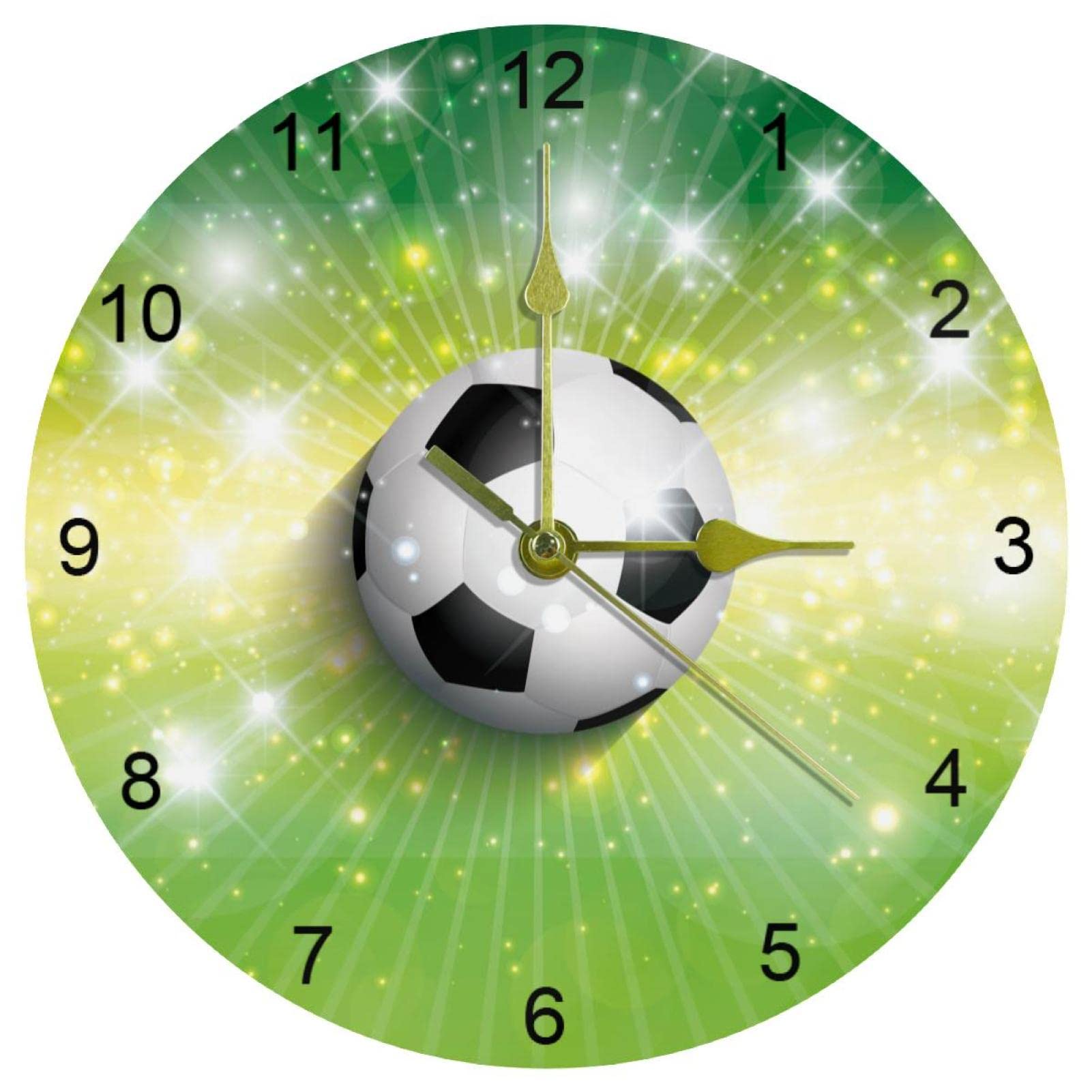 Horloge murale silencieuse football à chiffres arabes sans tic-tac