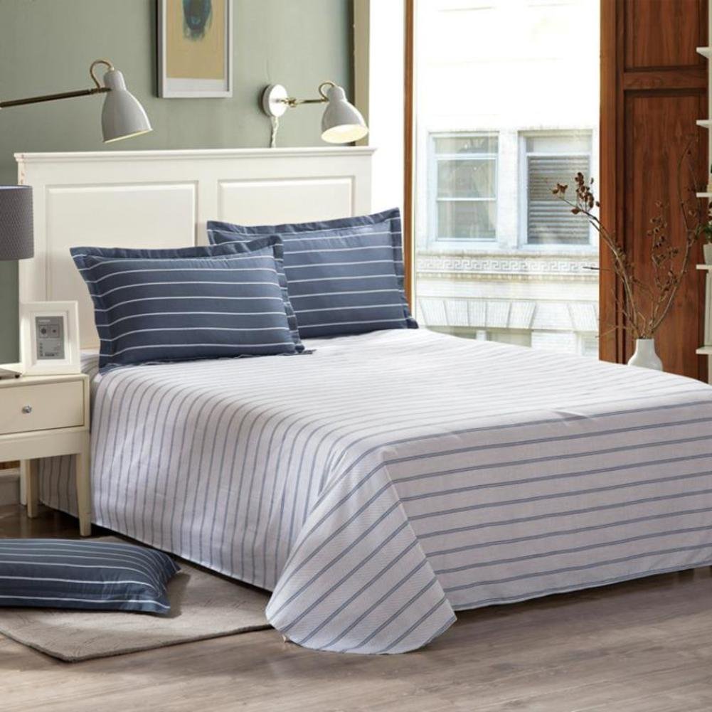 Drap plat en coton sergé et lin pour lit étudiant simple de 240x265cm, grand confort