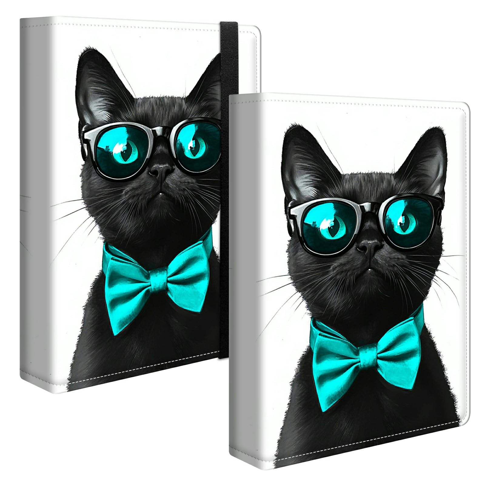 Wedding Albums 4x6 120 Pockets Photos with Strong Elastic Band, Small Mini Albums Sheet Protector Folder for Photos, Album for Family Anniversary Women Men Vacation Gift, Black Glasses Cat