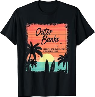 North Carolina Beach Surfing Sunrise NC OBX T-Shirt for Men Women Girls Kids
