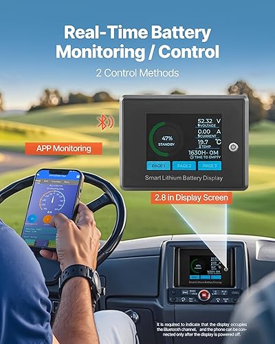 Miniatura 5 de VEVOR Batería de litio para carrito de golf de 48 V 105 Ah, batería de carrito de golf de 48 voltios con BMS de 200 A, monitor LCD y aplicación