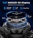 LIGE Smart Watch for Men with Flashlight,1.43" Smartwatch with 530mAH,Always Display,100+ Sports Modes,Health Tracker,IP68 Waterproof Smart Watch for Android iOS Black 3 Straps