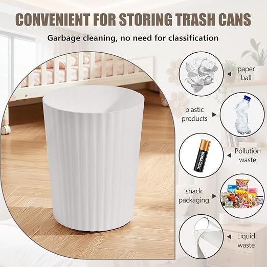 Caneca de basura pequeña de 2 galones blanca miniatura 4