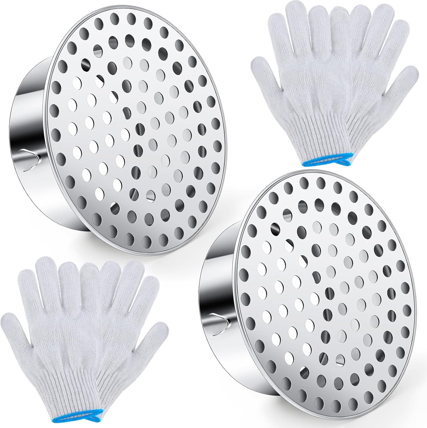 Moxweyeni 2 Pcs PVC Termination Cap for 3 Inner Diameter, Mesh Screen Vent Cover 304 Stainless Steel, for Furnace & Roof Vent Cap, Round Air Outlet Exhaust Water Drains Pipe with Gloves 2 3 in