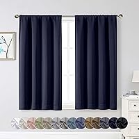 Vista 100 de Cortinas opacas para dormitorio, sala de estar, juego de 2 paneles de 54 pulgadas de largo, cortinas de oscurecimiento de habitación con aislamiento