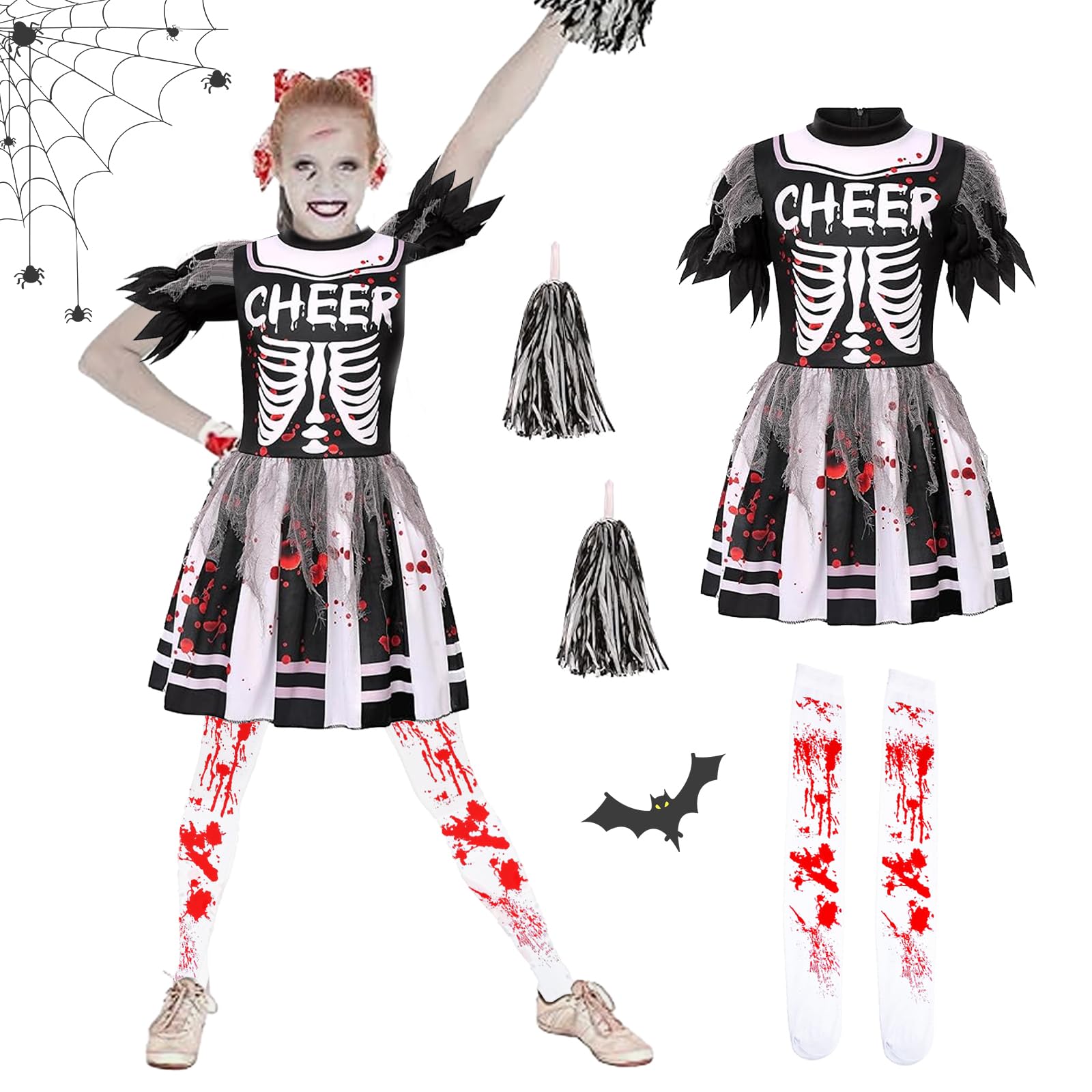 HIQE-FL Zombie Cheerleader Costume, Zombie Cheerleader Costume, Zombie Dress, Cheerleader Halloween, Cheerleader Costume