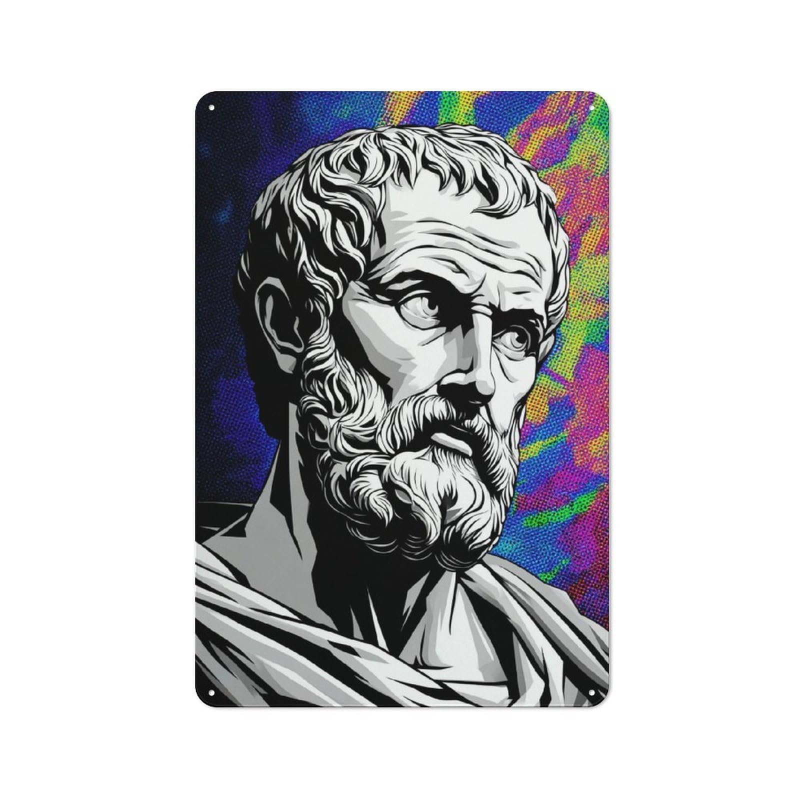 Junmoney Philosopher's Wisdom Ancient Thinker Portrai Rustic Tin Sign 30X20cm Featuring T For Bar Or Restaurant, Seasonal Metal Wall Decor For Autumn Interiors