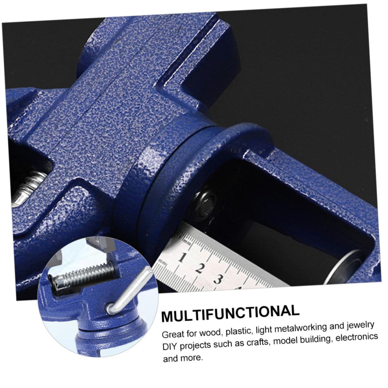Étau de Table Pivotant Multifonction Bleu en Fer et Acier pour Atelier