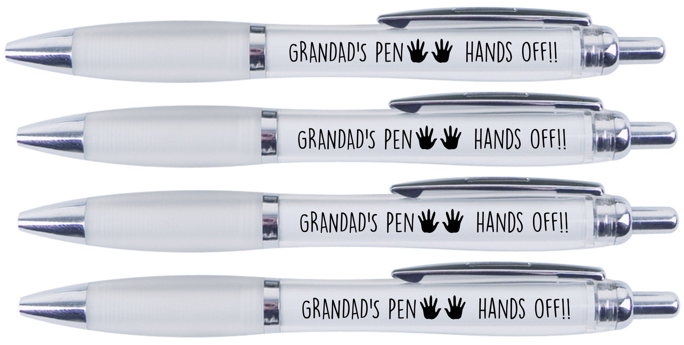 GRANDAD'S PEN HANDS OFF!!, 4 PRINTED PENS FOR GRANDAD