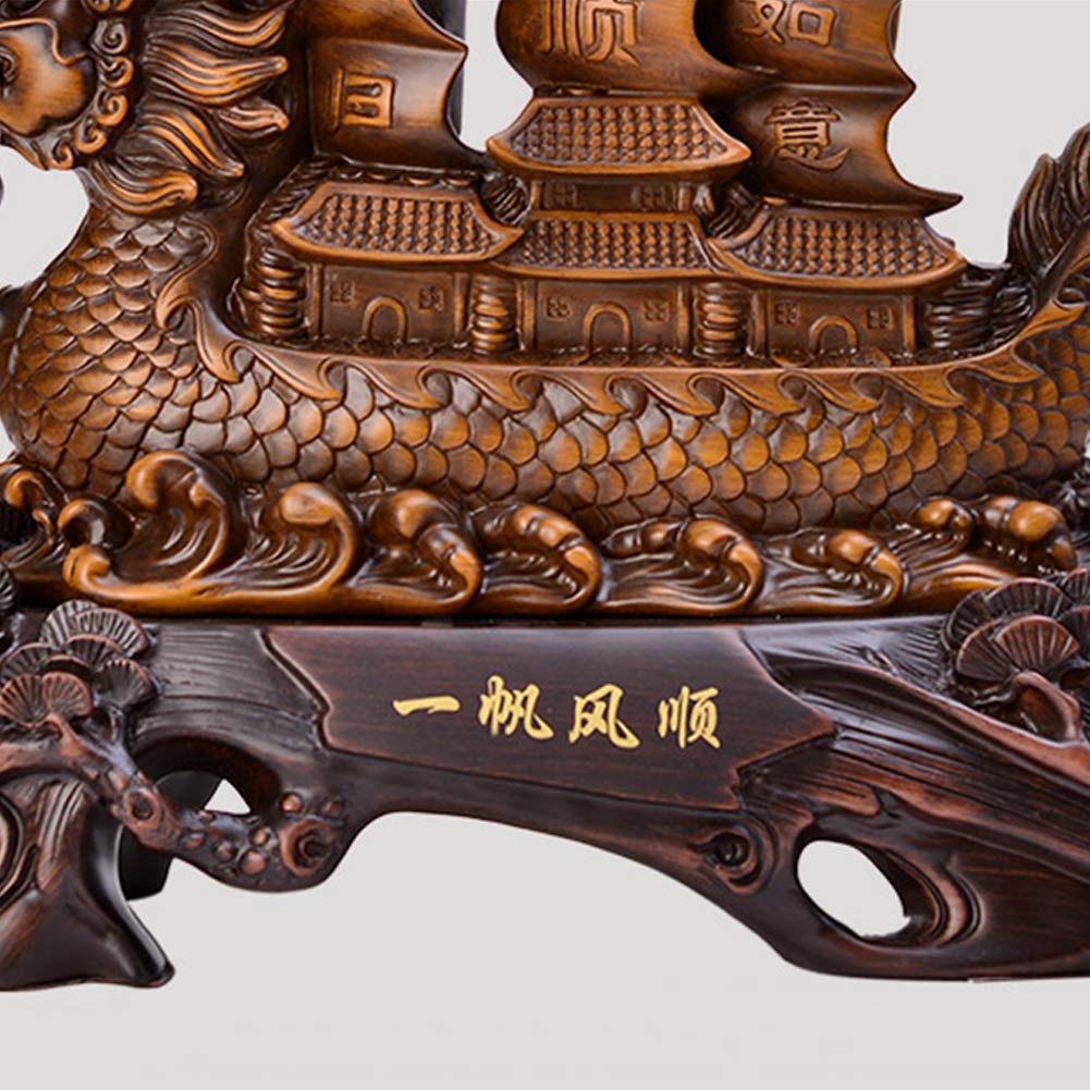 Regalos de Buena Suerte Escultura de Mesa Feng Shui Dragón Velero Estatua Artesanías de Resina Que tengas Viento Favorable en Todo el Camino Decoración, para Sala de Estar Escrit