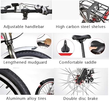 Folding Bike 21 Inch 7 Speeds Aluminum Frame Mountain Bike for Adult Lightweight Aluminum Frame City Mini Compact Bike Bicycle Urban Commuters