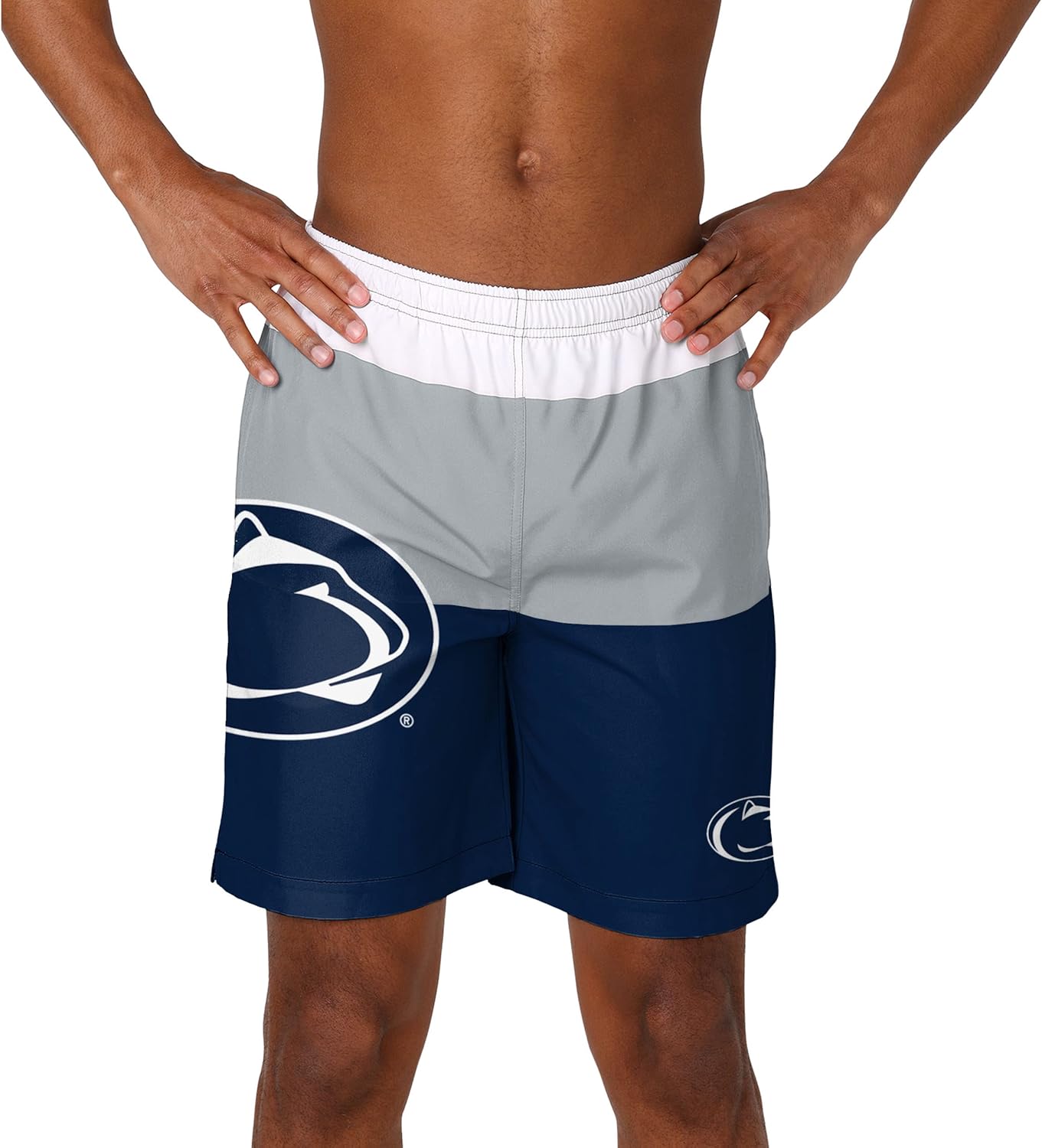 FOCO NCAA Mens NCAA 3 Stripe Big Logo Swimming Trunks