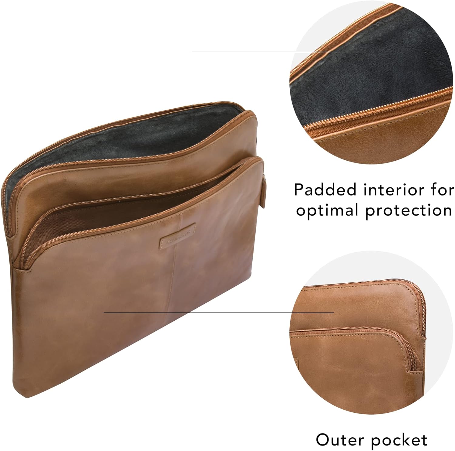 dbramante1928 - Skagen Pro+ Laptop Sleeve - Compatible with MacBook Pro Laptop (20) Air (20) 13" - Laptop Sleeve - Sleeve Laptop Bag - External Pocket and Zip Leather - Tan 2nd