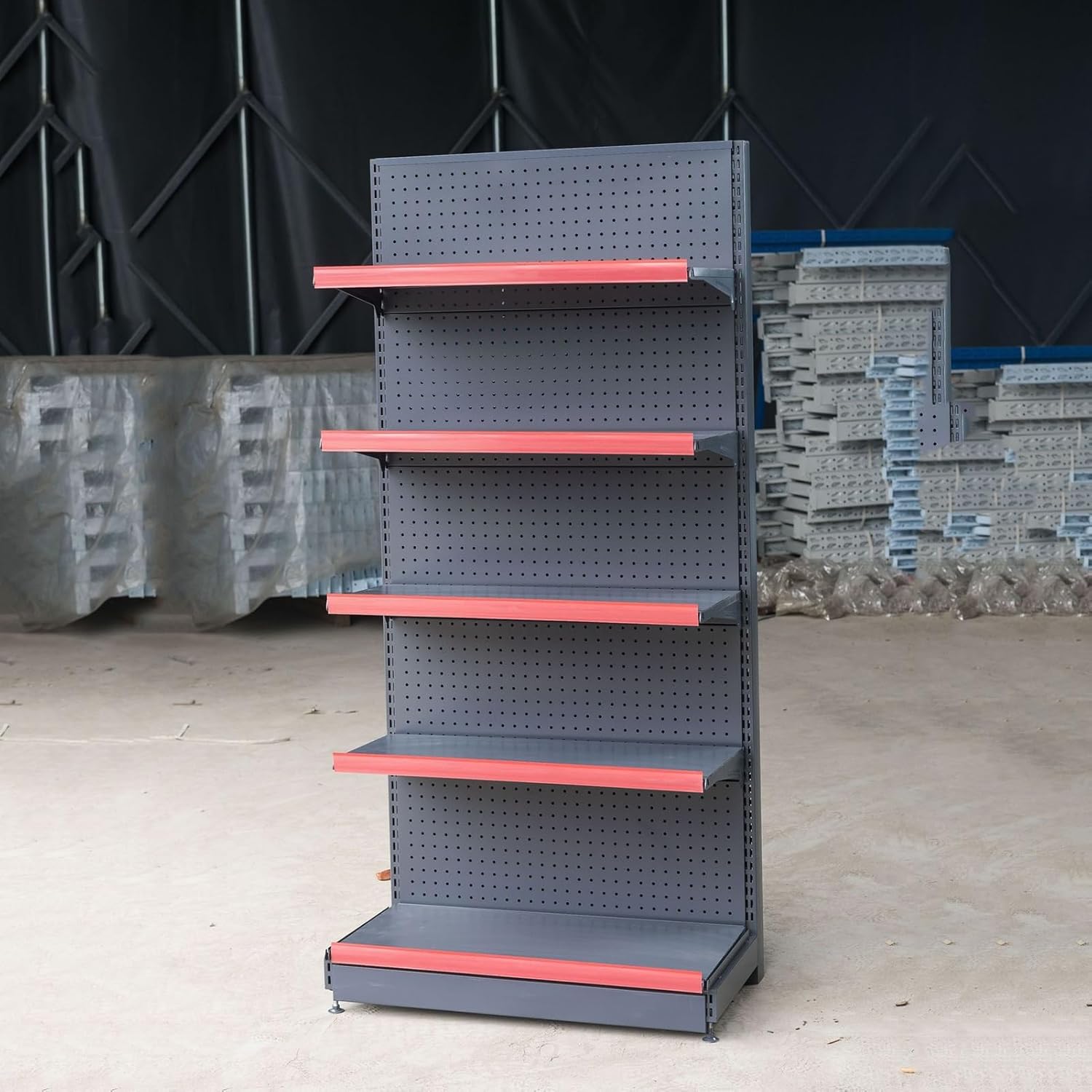Wall Mounted Floor Shelves,5 Shelves Retail Gondola Shelving Wall Display Rack - Single-Sided Supermarket Shelves, Convenience Combination Shelves，for Retail Convenience Grocery Office Suppl
