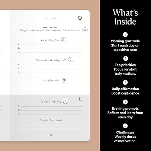 Miniatura 4 de The Five Minute Journal, diario original de gratitud 2024, diario de reflexión y manifestación para atención plena, diario sin fecha con lámina