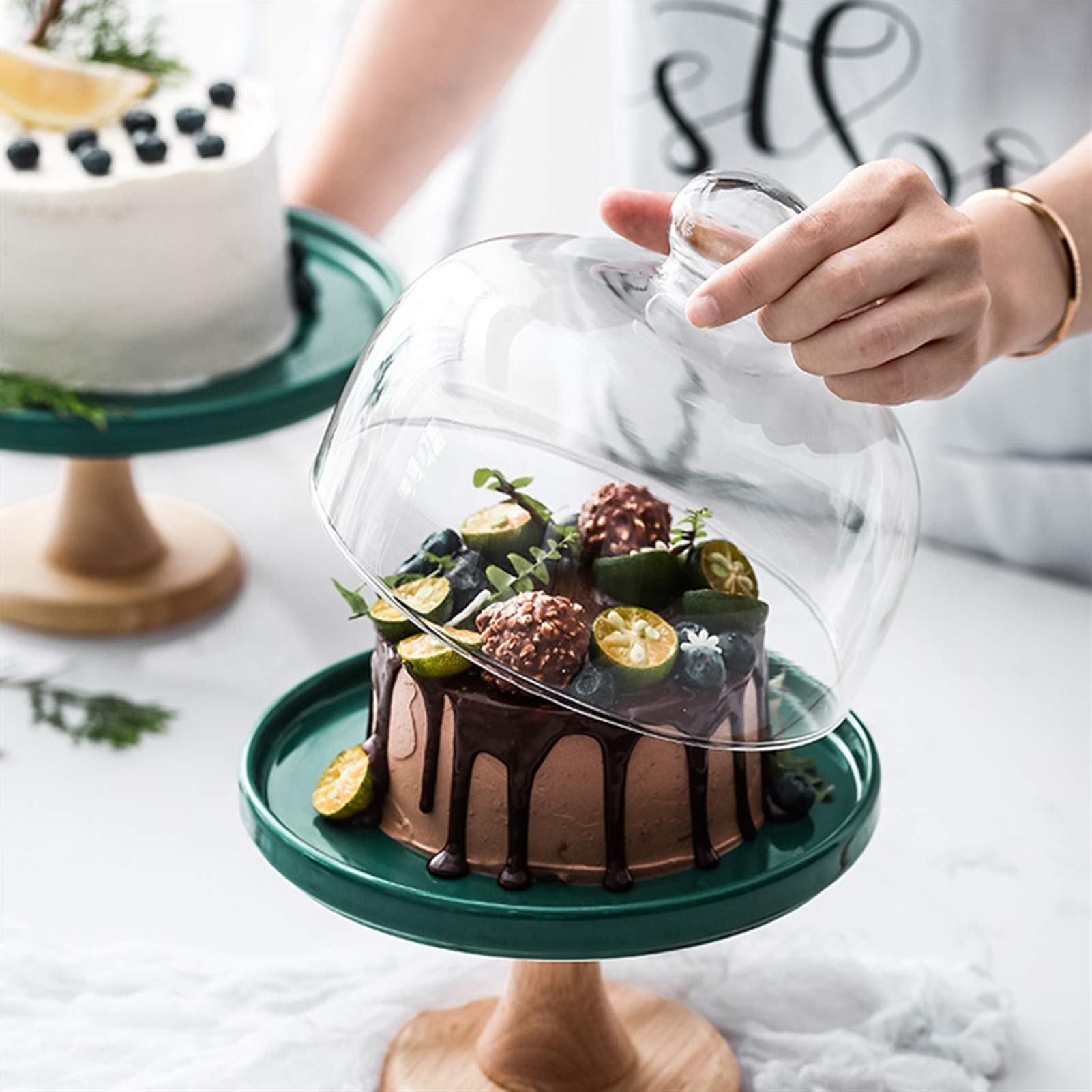 Tapa para el microondas,Cúpula de Pastel, Cubierta de cúpula de Vidrio Transparente, cúpula de Cocina para el hogar, cúpula Vegetal, Cubierta para Mantener la frescura, Servidor de Alimentos