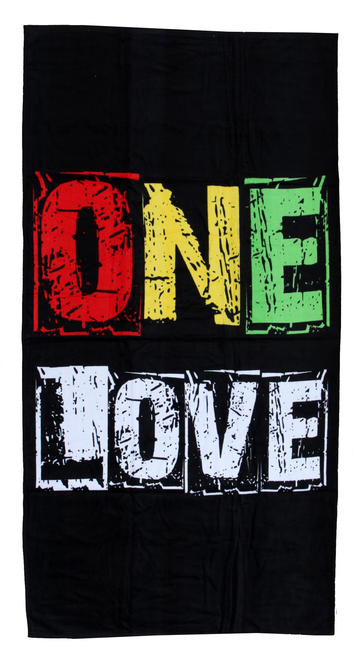 BUYYOURTIES TWL-37 - Luxurious - One Love Rastafari - 100% Cotton Velour Beach Towel – Soft, Absorbent, and Stylish!